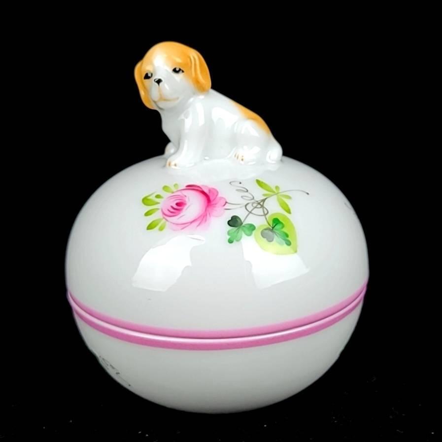 未使用 ヘレンド HEREND ウィーンの薔薇 子犬 ピンク ボンボ 未使用 ヘレンド HEREND ウィーンの薔薇 子犬 ピンク ボンボ