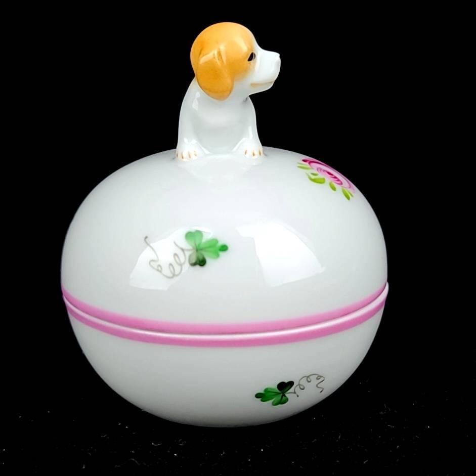未使用 ヘレンド HEREND ウィーンの薔薇 子犬 ピンク ボンボ 未使用 ヘレンド HEREND ウィーンの薔薇 子犬 ピンク ボンボ