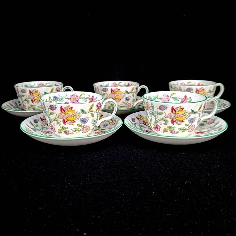 美品 ミントン MINTON ハドンホール グリーン カップ&ソーサー 5 美品 ミントン MINTON ハドンホール グリーン カップ&ソーサー 5