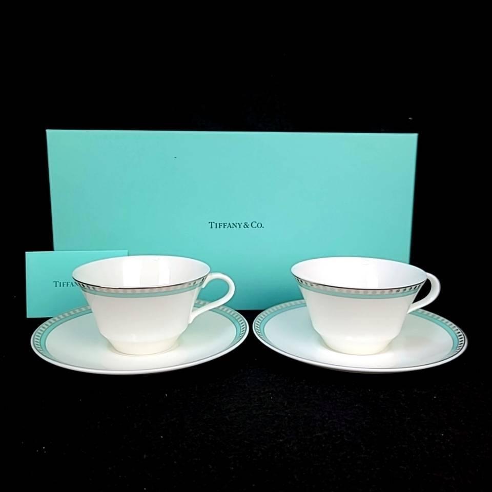 美品 ティファニー Tiffany&Co プラチナブルーバンド カップ 美品 ティファニー Tiffany&Co プラチナブルーバンド カップ