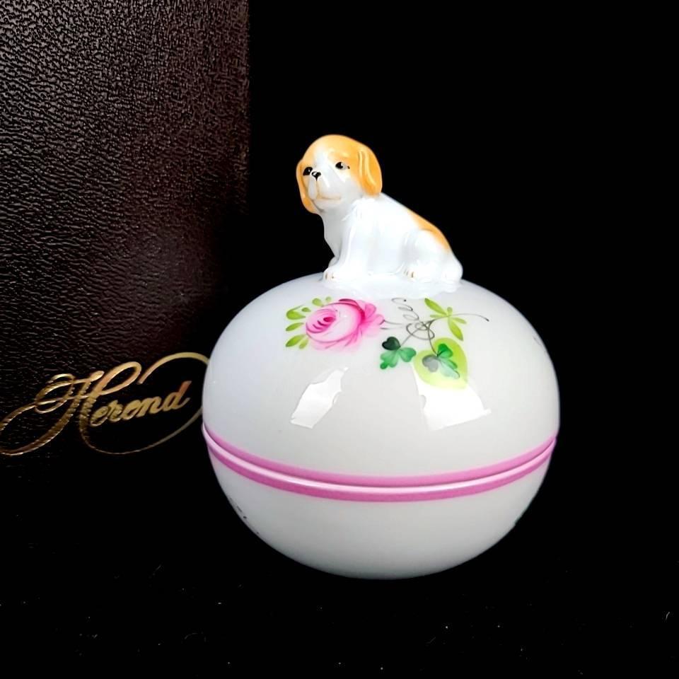 未使用 ヘレンド HEREND ウィーンの薔薇 子犬 ピンク ボンボ 未使用 ヘレンド HEREND ウィーンの薔薇 子犬 ピンク ボンボ
