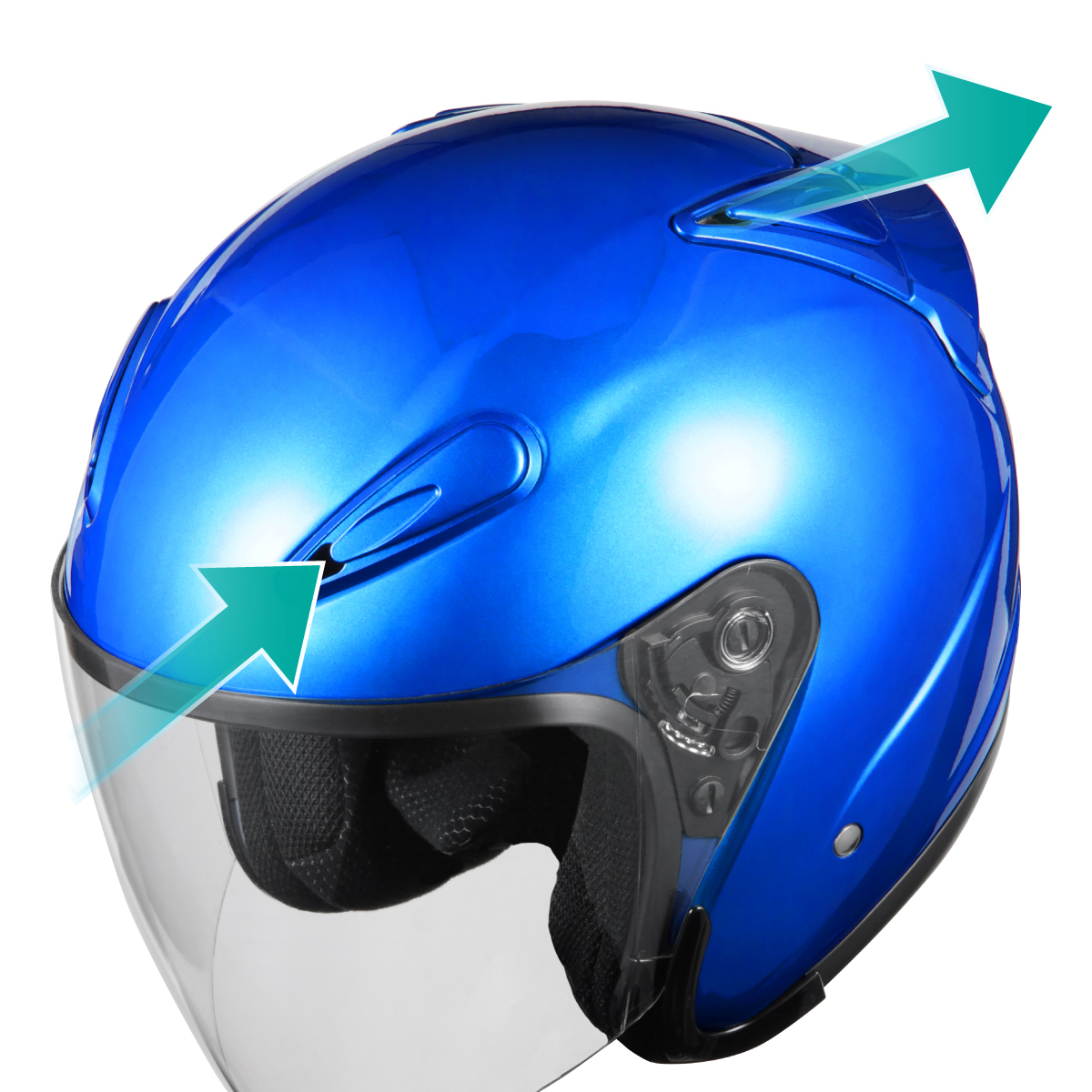 エアロフォルム ジェットヘルメット ブルー Mサイズ バイクパーツセンター_画像7