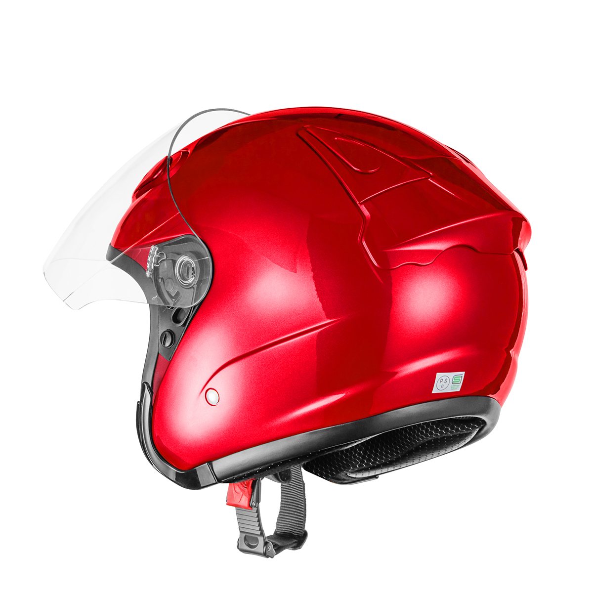 バイクヘルメット SG規格適合 PSCマーク付 Mサイズ エアロフォルムジェットヘルメット レッド バイク ヘルメット レディース ユニセックス_画像4