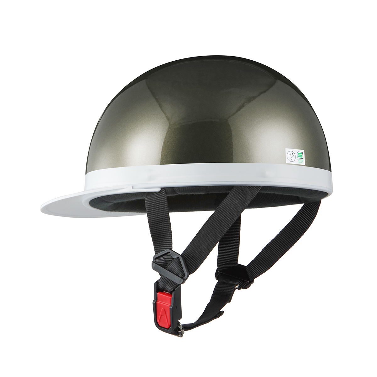 ヘルメット 半キャップ 白ツバ ガンメタ XLサイズ 半ヘル 新品 SG規格・PSCマーク取得 バイクパーツセンター_画像3