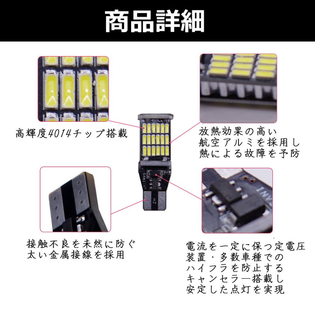 LED バックランプ スズキ スペーシア[H25.3～ MK32S/MK42S/MK53S/MK33V] 対応 T10/T15/T16 2個 ライト 白色_画像7