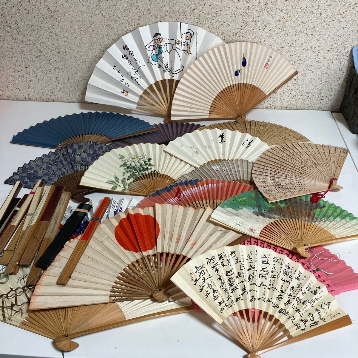  fan ... together unused goods contains 30ps.@ fashion accessories kimono small articles etc. . author thing Showa Retro tea utensils storage goods collector 