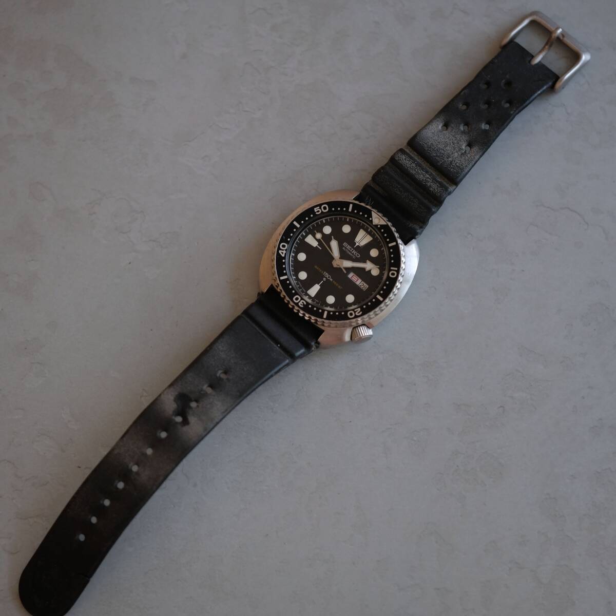 極美品 セイコー サードダイバー SEIKO TURTLE DIVER 6306-7001 21石 自動巻き 秒針規正付き 150m防水 純正ベルト付き アンティーク時計_画像8