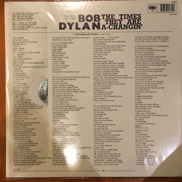 BOB DYLAN / Times They Are A Changin 180g LP ボブディラン_画像3