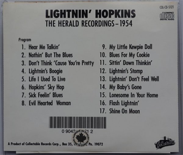 Lightnin'Hopkins 1954 The Herald Recordings 1CD + 雑誌Blues & Soul Records No22 Lightnin'Hopkins特集号CD付 の画像3
