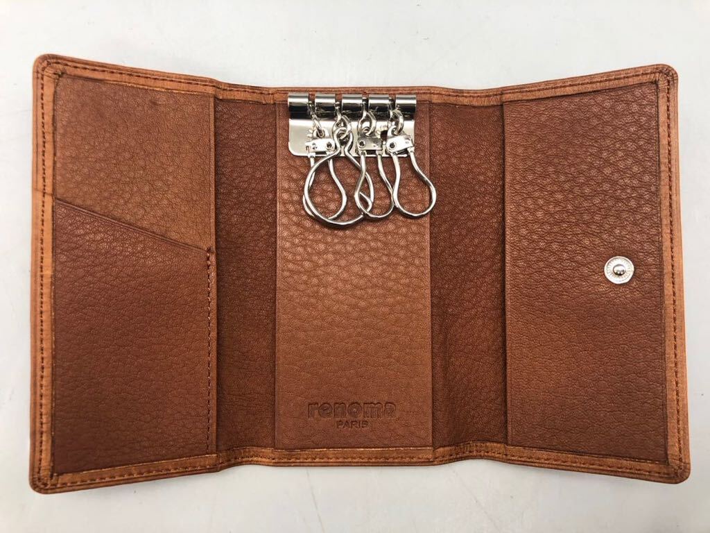 T05036 renoma PARIS original leather 4 ream key case key ring Brown 