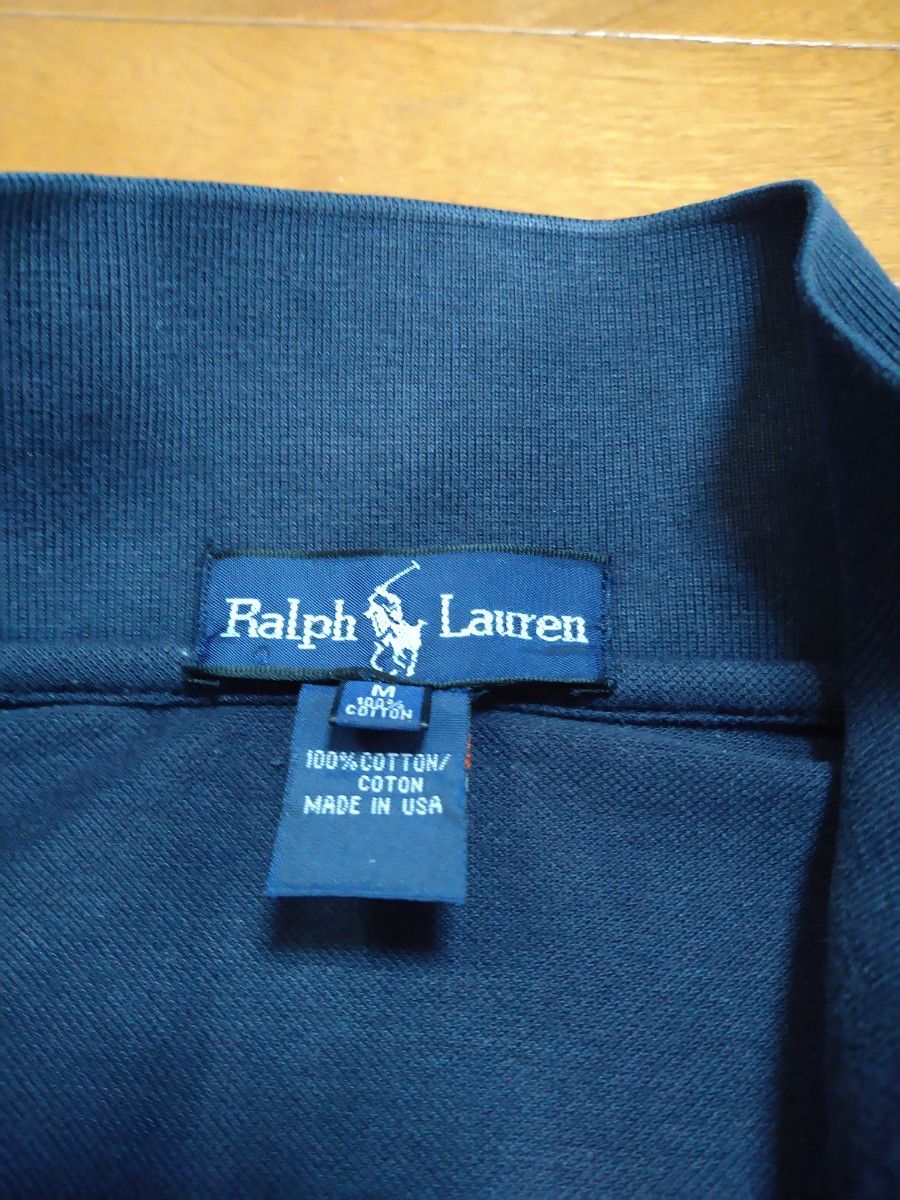 【希少】ラルフローレン RALPH LAUREN 半袖ポロシャツ　ネイビー　M 　USA製