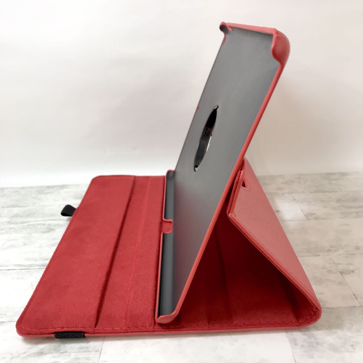 【未使用】 iPad ケース10.2インチ 対応 (レッド)第9/8/7世代 傷防止 バンド 回転 軽量 オートスリープ スタンド機能 角度調整手帳型カバーの画像4