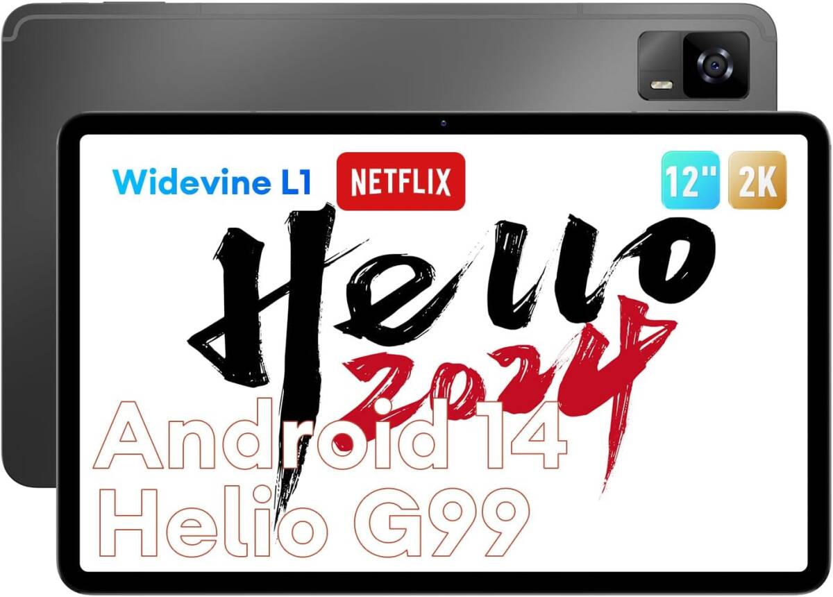Widevine L1対応 Android 14 タブレット G99、Headwolf HPad6 タブレット 12インチ、20GB+256GBFHD+TUVブルーライト認証、8800mAh