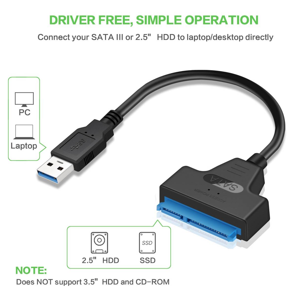 SATA USB変換ケーブル HDD/SSD変換アダプター　USB3.0 2.5インチ対応　ハードディスク変換ケーブル_画像5
