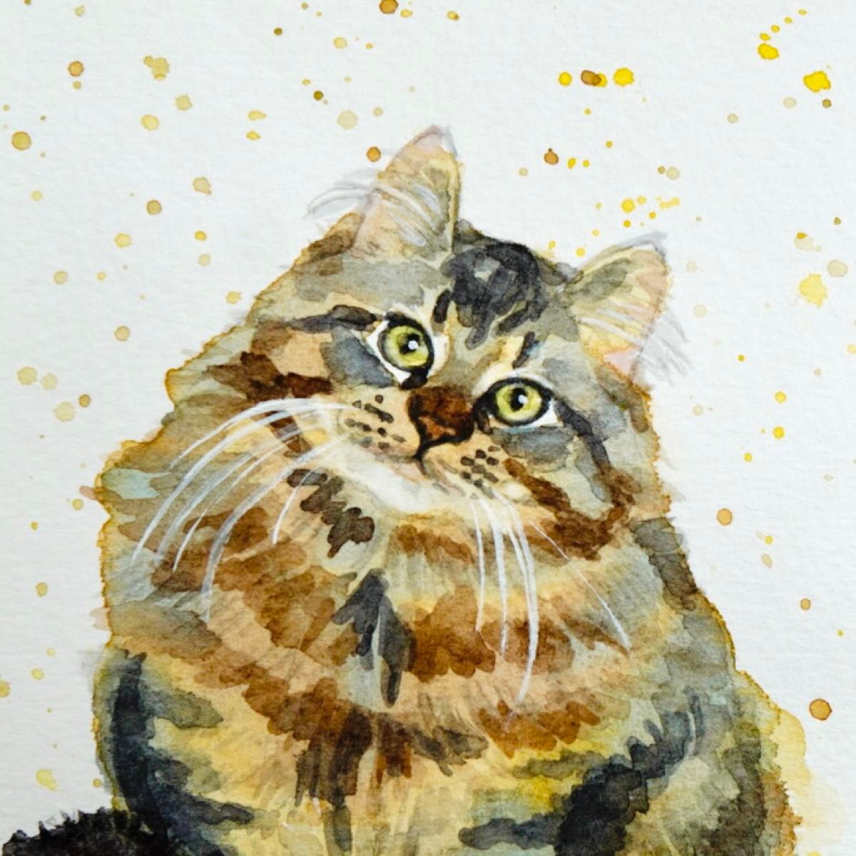 猫の絵159 水彩画 原画