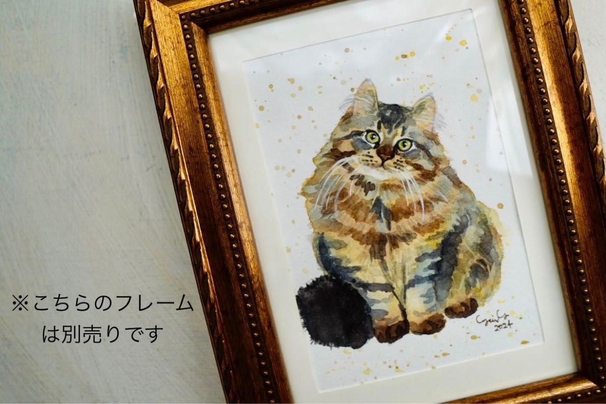 猫の絵159 水彩画 原画