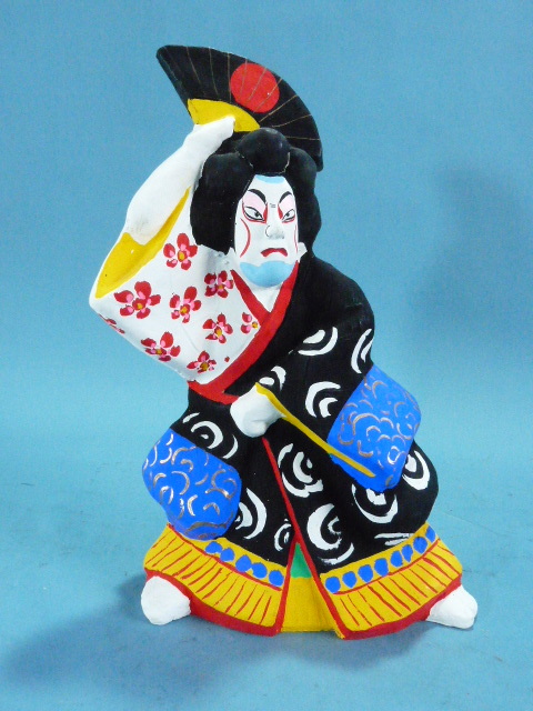 伝統民芸品　愛知三河旭土人形　手作り　歌舞伎役者人形　美品　保管品　高さ３1ｃｍ_画像1