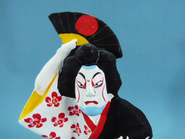 伝統民芸品　愛知三河旭土人形　手作り　歌舞伎役者人形　美品　保管品　高さ３1ｃｍ_画像2