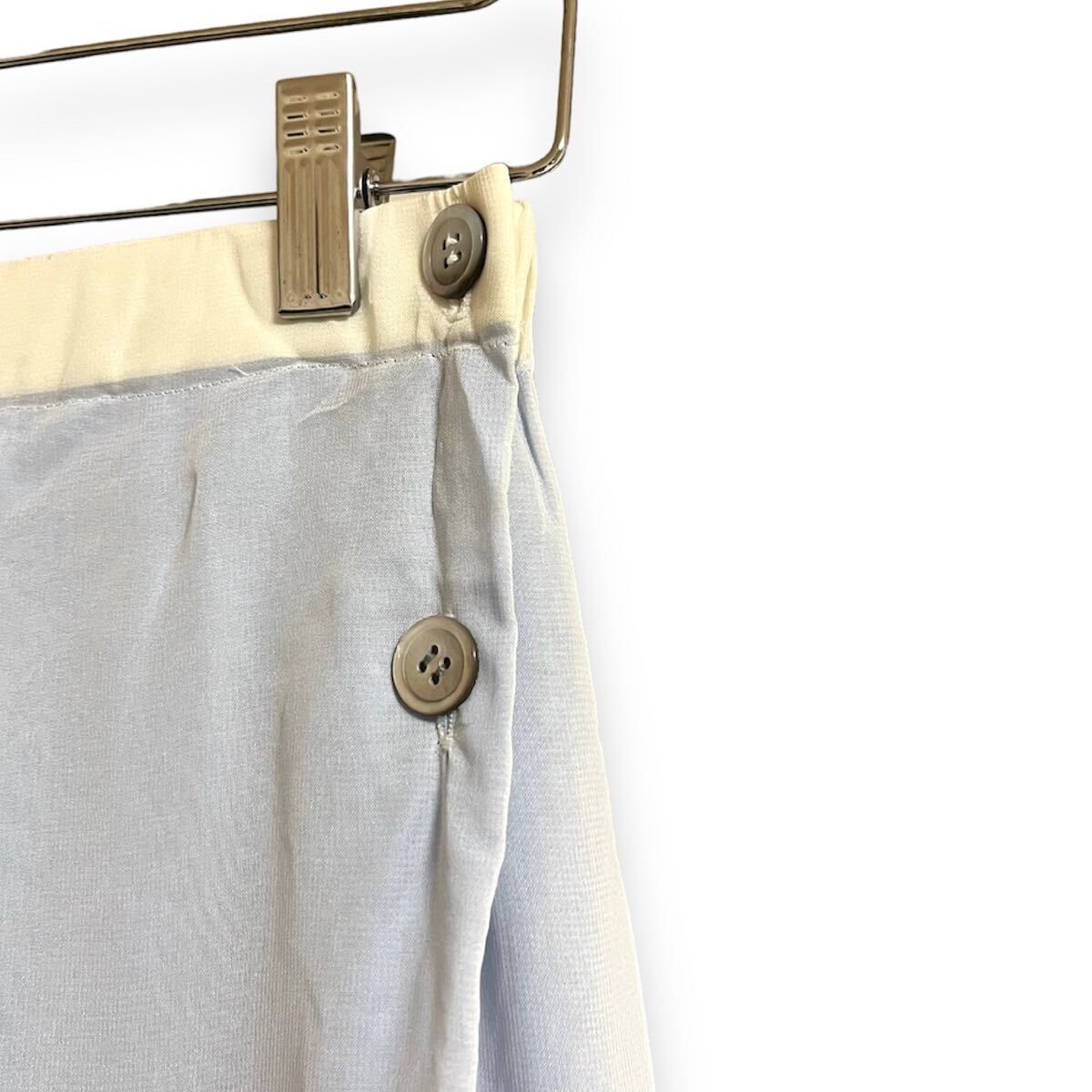 96SS ISSEY MIYAKE cupra skirt イッセイミヤケ キュプラスカート ウエストデザイン シースルー スリット ロングスカート 白 青 イージーの画像4