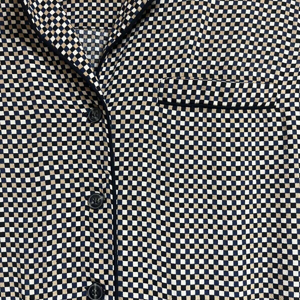 GANNI ガニー パジャマシャツ pajama shirt open collar オープンカラー チェック 格子柄 レディース パイピング_画像7