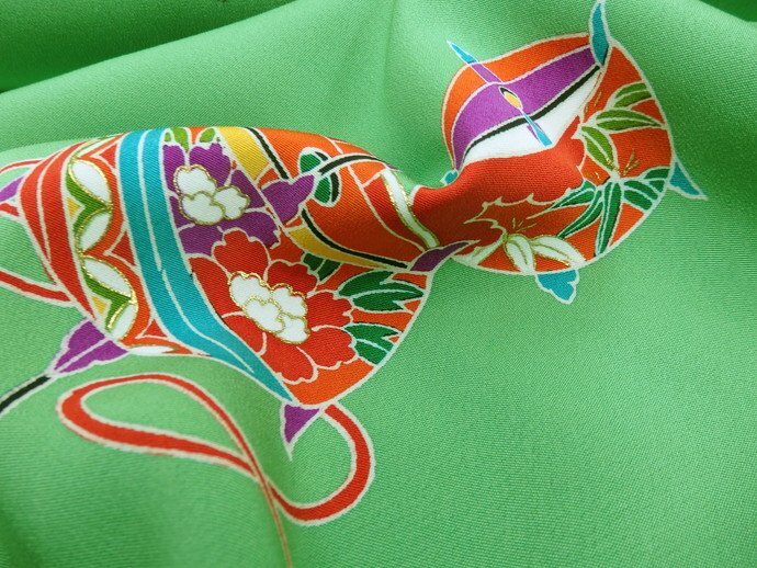 inagoya*. ultimate. name goods ** lovely classic pattern *..[ four ..-8~9m-] classic lovely silk put on shaku fine pattern cloth c1129gg