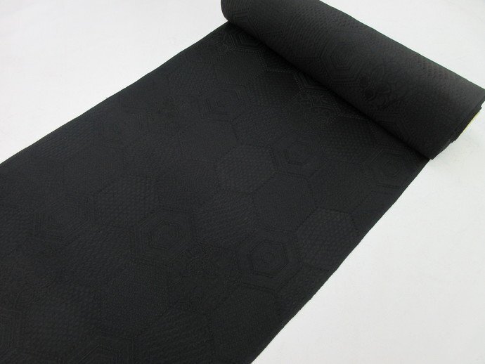 inagoya♪アウターの生地に♪未使用【黒羽尺反物】地模様入り 正絹 羽織 コート 新品 BLACK kimono fabrics z2938bb_画像1