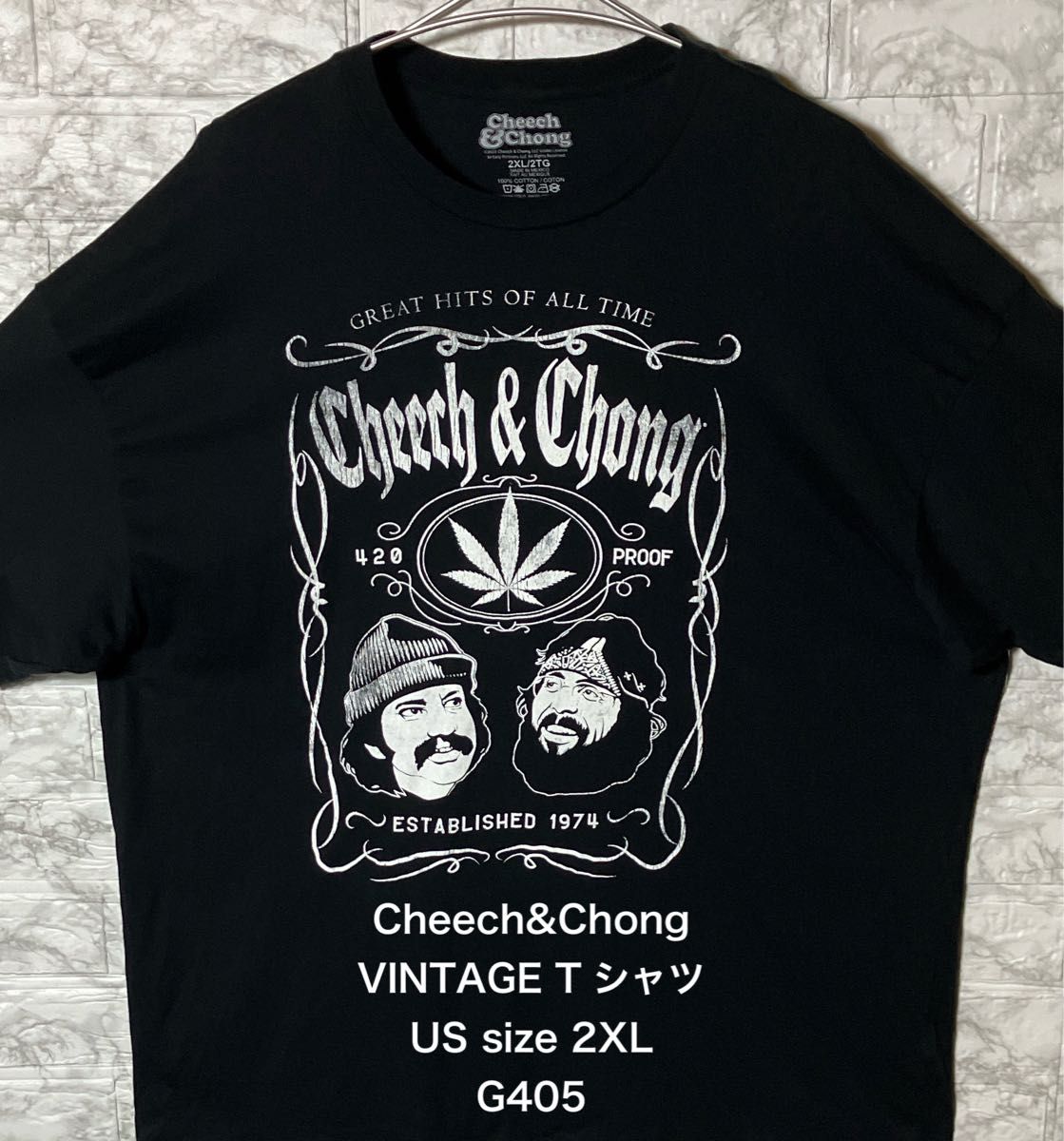 USA アメリカ古着 ビンテージ Cheech&Chong 2XLsize ブラックTシャツ バンドTシャツ キャラクタープリント