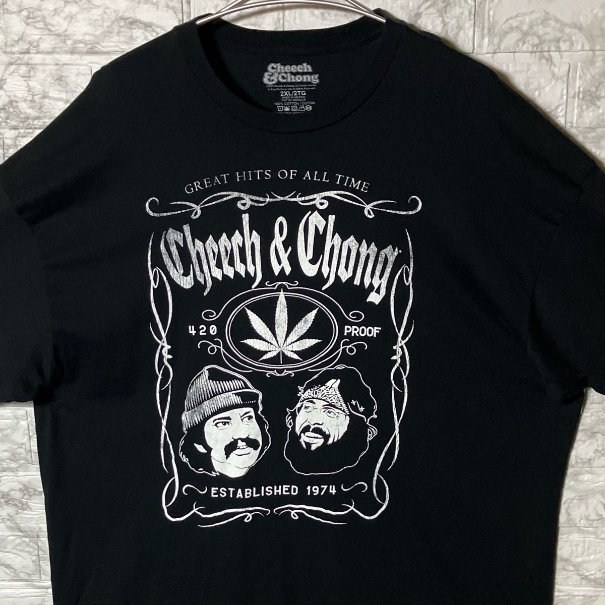 USA アメリカ古着 ビンテージ Cheech&Chong 2XLsize ブラックTシャツ バンドTシャツ キャラクタープリント