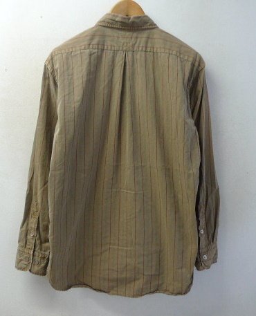 ◆OMNIGOD オムニゴッド ストライプ ポケット付き シャツ カーキ サイズ2 日本製_画像2