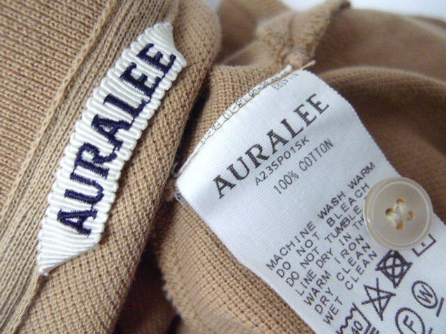 ◆AURALEE オーラリー 23ss Super Fine Cotton Pique Big Polo A23SP01SK ビッグ ポロシャツ ベージュ系 サイズ4 美の画像3