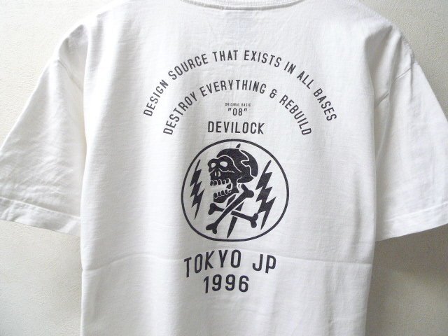 ◆Devilock デビロック 漢字 福 スカルプリント Tシャツ 白 サイズL 希少　福禄寿 スカル　パンク 1996 90s_画像3