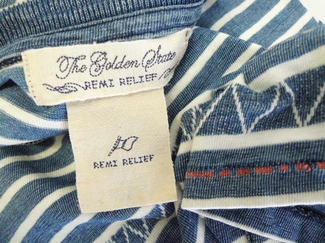 *REMIRELIEFremi relief indigo dyeing border with pocket T-shirt indigo size S