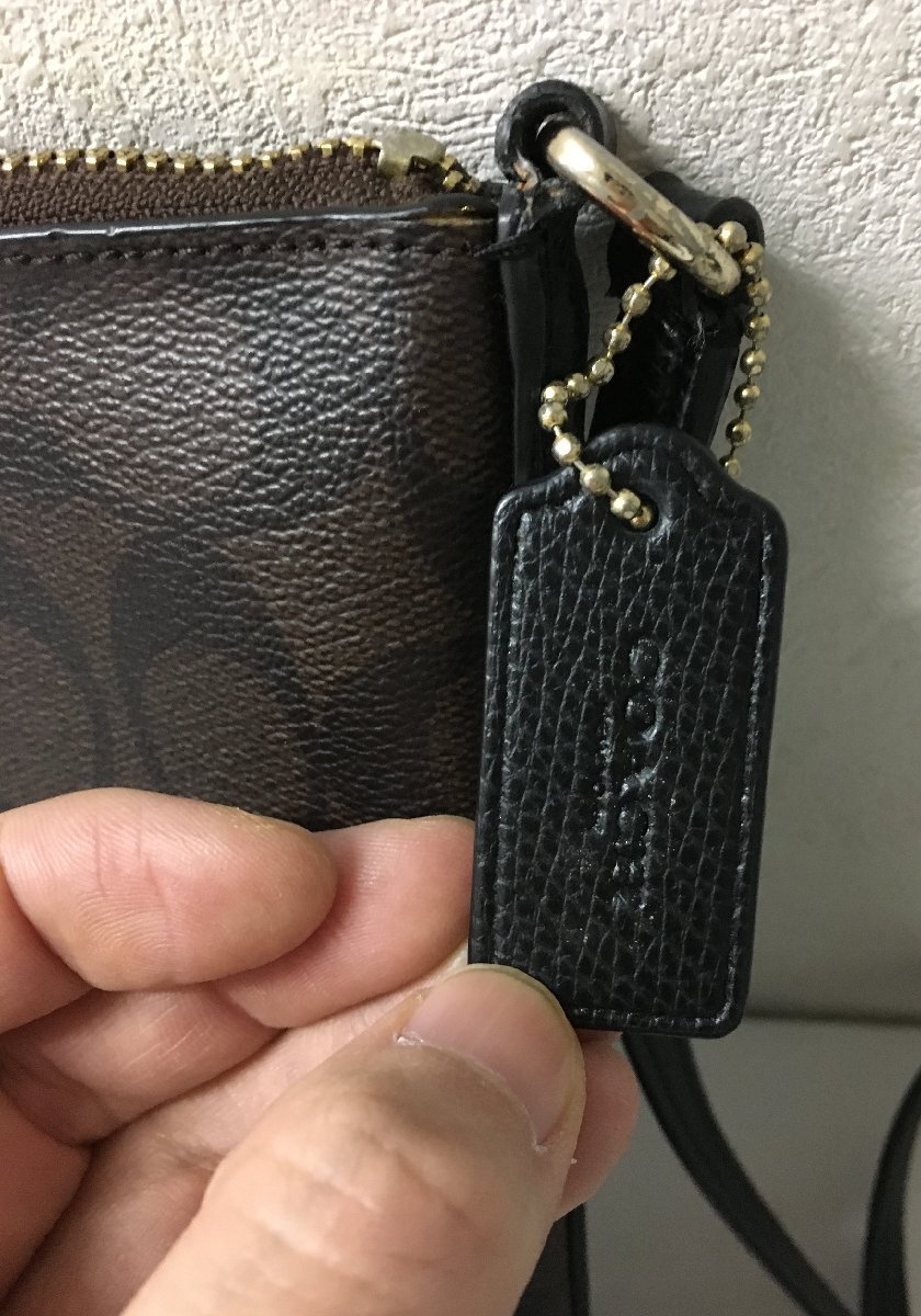 ◆COACH コーチ モノグラム ショルダーバッグ ミニショルダー サコッシュ 茶系の画像3