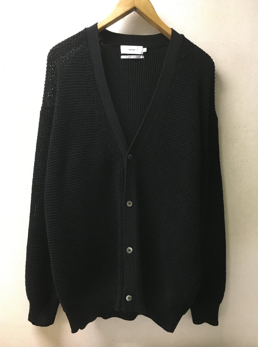 ◆Graphpaper グラフペーパー 24ss 極美品新同 Linen SOLOTEX Knit Cardigan　リネン混 サマーニット カーディガン 黒 1_画像1