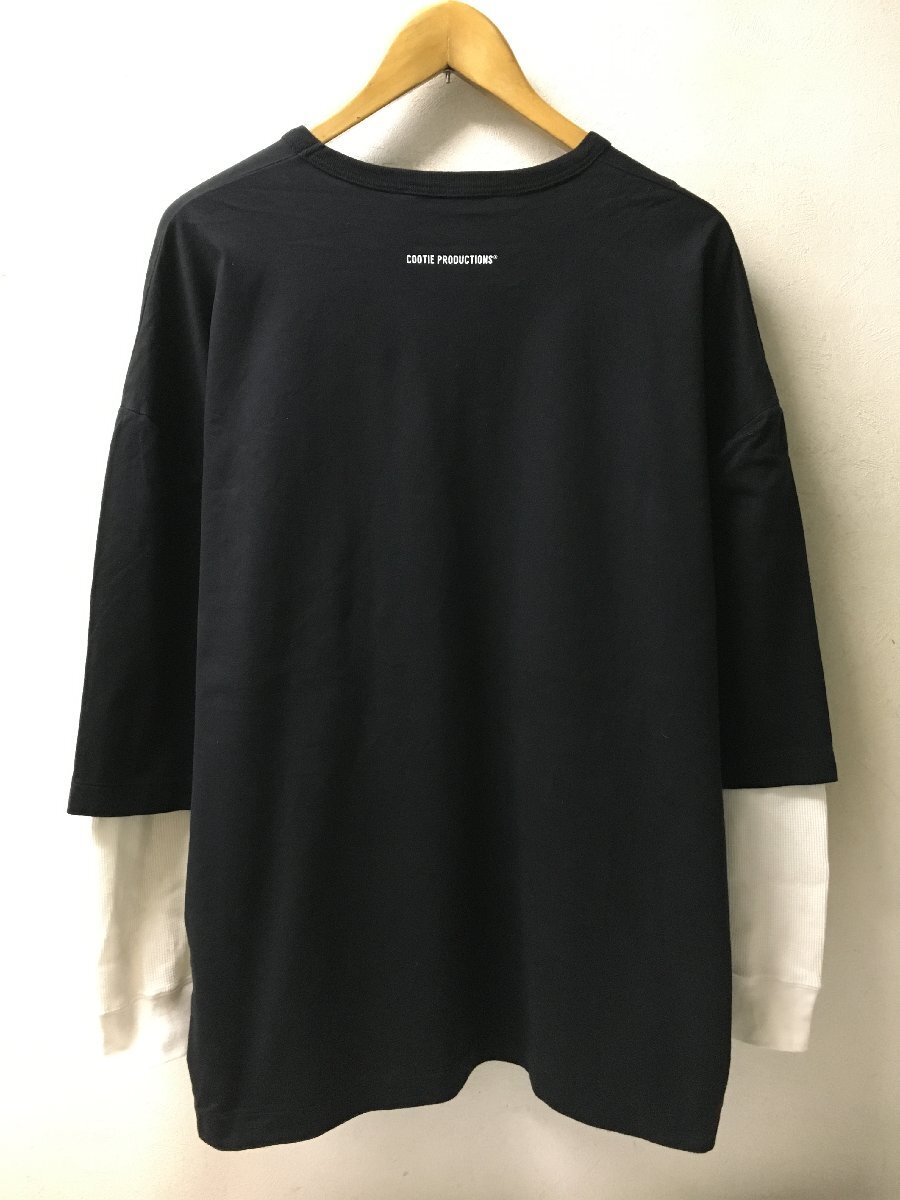 ◆COOTIE クーティー レイヤード 袖サーマル ロンT Tシャツ カットソー 黒×白 サイズM 希少_画像3