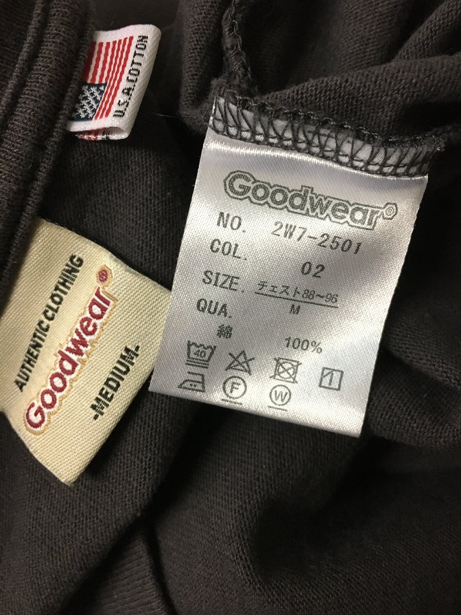 ◆GOOD wear グッドウェア USA製 クルーネック ヘビーウエイト ポケット付き Tシャツ グレー サイズM_画像3