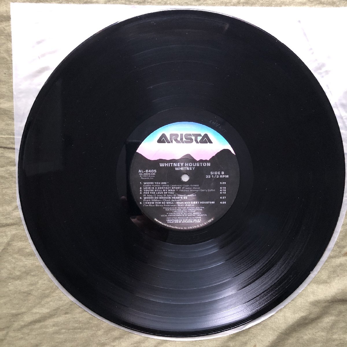 美盤 両面手書きSTERING刻印 1987年 米国 本国オリジナルリリース盤 Whitney Houston LPレコード Whitney: Marcus Miller, Jerry Hey_画像9
