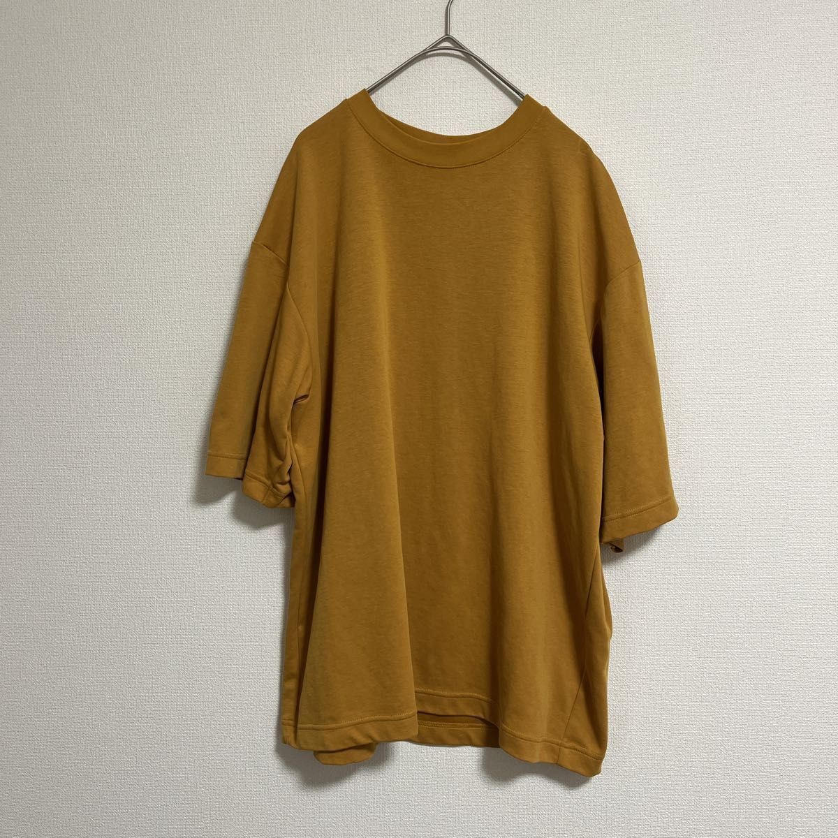 UNIQLO エアリズム　 Tシャツ　オーバーサイズ　五分丈　黄土色　Lサイズ