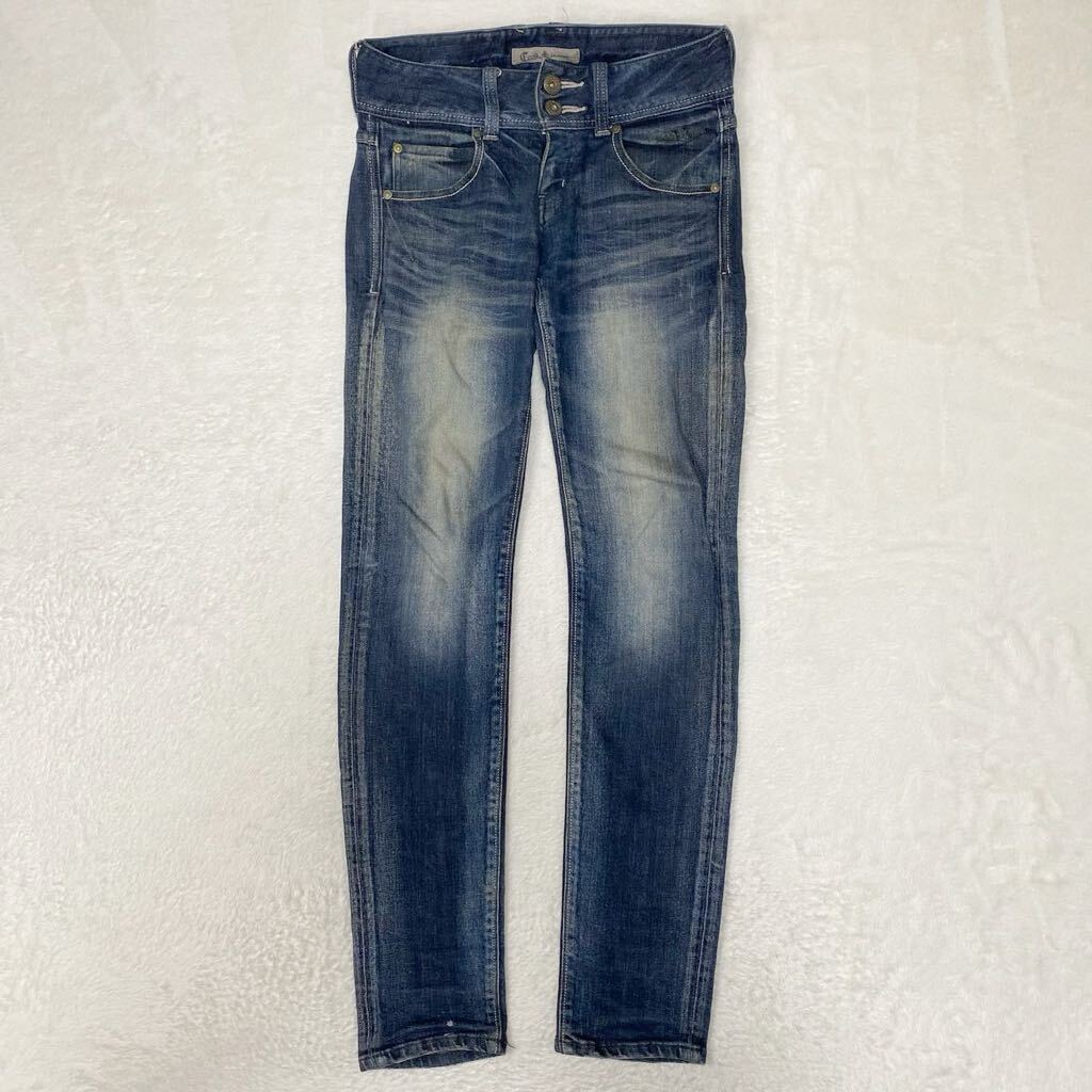 cook jeans クックジーンズ　デニムパンツ ジーンズ スキニー スリム エイジング加工 ローライズ フルレングス 28インチ 細身 メンズ_画像1