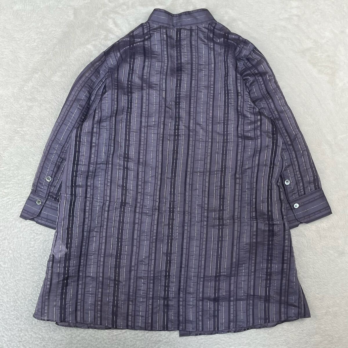 CHRISTIAN AUJARD Christian oja-ru рубашка One-piece длинный блуза sia- общий рисунок шелк стрейч люкс сделано в Японии 13 номер 