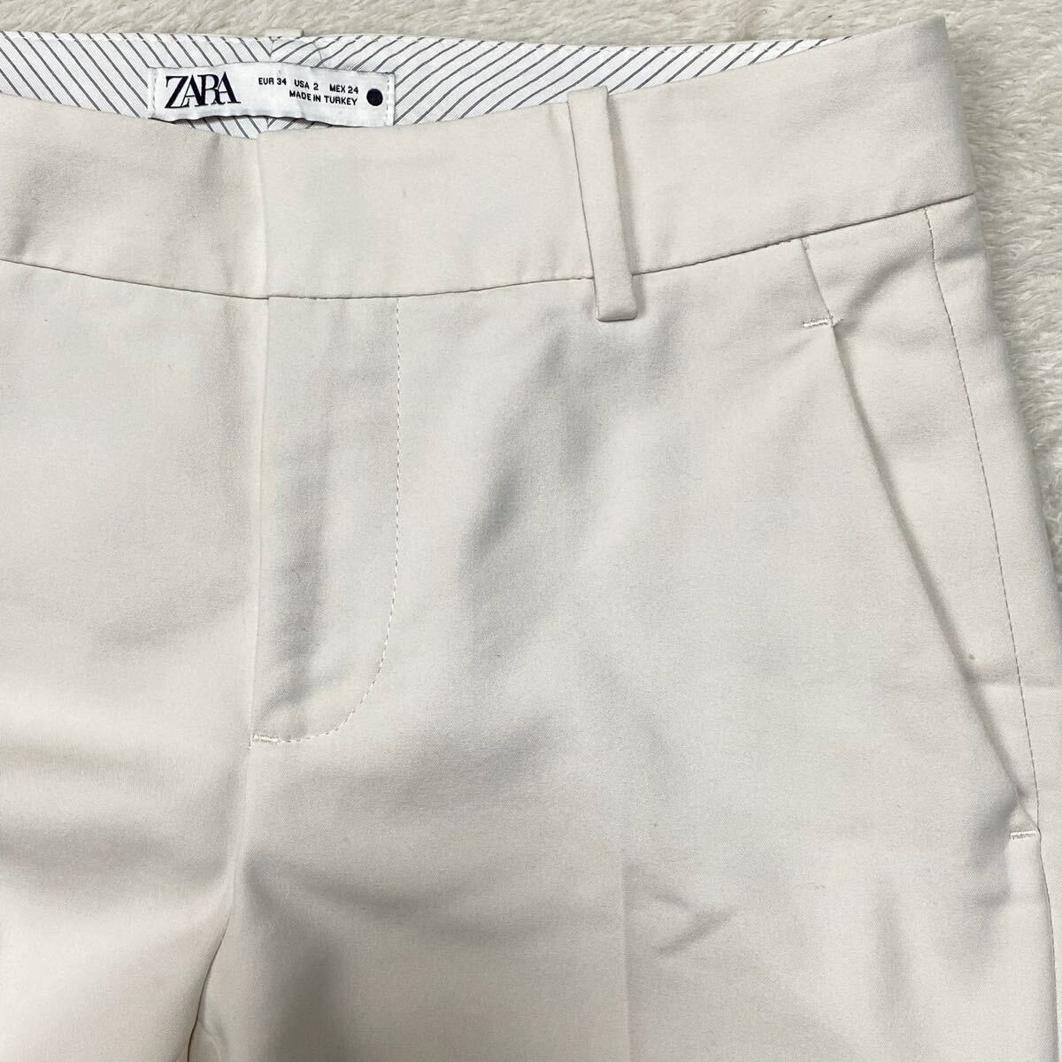 ZARA ザラ スラックス オフホワイト テーパードパンツ レディース 34 Sサイズ ズボン パンツ センタープレス 綺麗め オフィスカジュアル_画像3