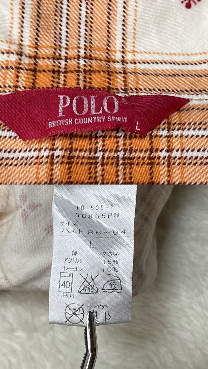 POLO BRITISH COUNTRY SPIRIT ポロ ビーシーエス レディースパジャマ上下セット セットアップ チェック柄 総柄 綿 ウエストゴム 日本製 Lの画像7