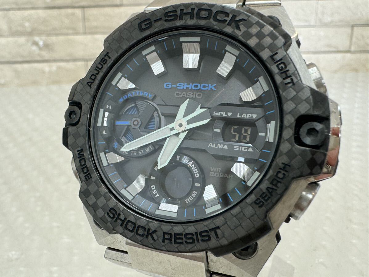 三623☆【動作品】CASIO カシオ G-SHOCK Gショック G-STEEL タフソーラー モバイルリンク GST-B400-1AJF 5657☆_画像10