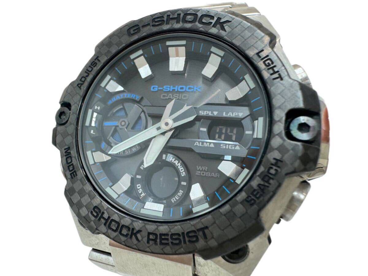 三623☆【動作品】CASIO カシオ G-SHOCK Gショック G-STEEL タフソーラー モバイルリンク GST-B400-1AJF 5657☆_画像1