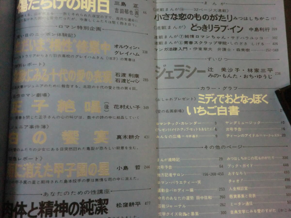 ③「女学生ロマン」昭和45年10月号/いがらしゆみこ花村えい子中島利行甲子園大会の星島本講平いちご白書_画像5