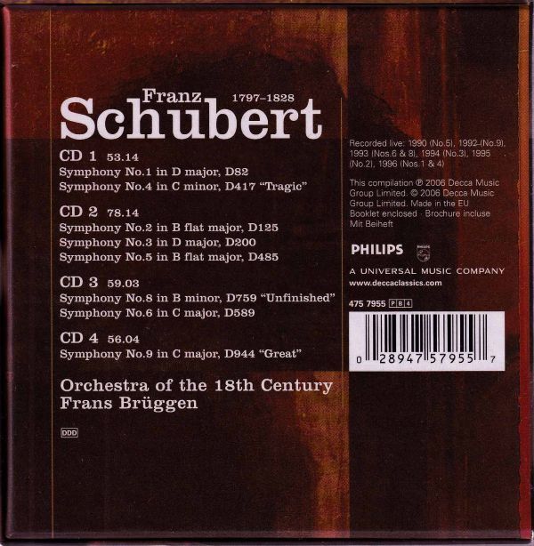 ブリュッヘン／18世紀管★シューベルト／交響曲全集【4CD】_画像2