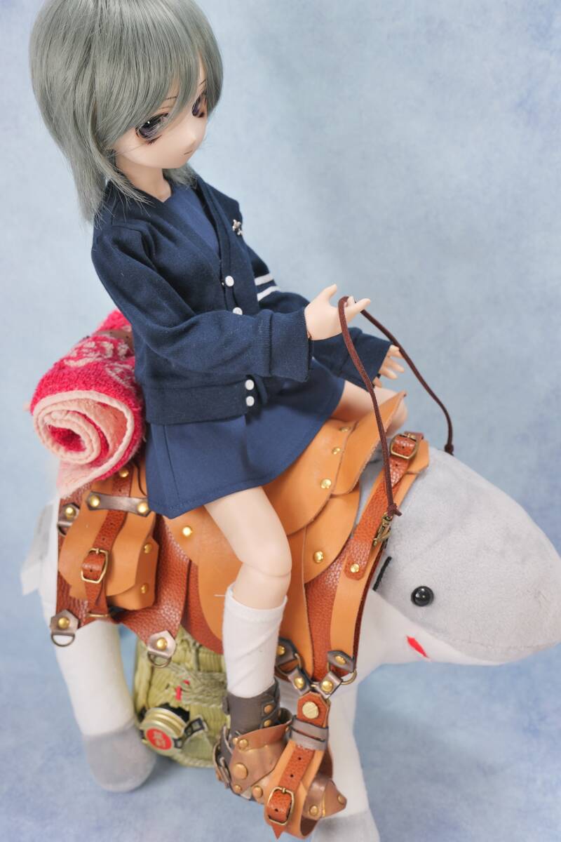 千葉DOLL工房 1/3ドール MDD MDDもちあし MDD2.0対応型 レザー 汎用 馬具 鐙 手綱付き 本革製 茶 古美金 大きなぬいぐるみなどに使おう！_画像2