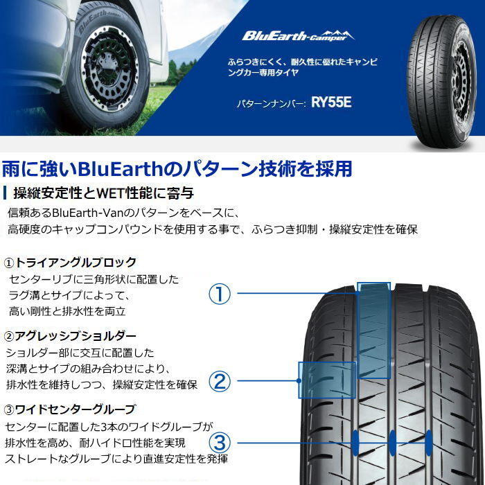 業販品 15インチ 195/80R15 107/105N YOKOHAMA BluEarth-Camper ヨコハマ ブルーアース サマータイヤ単品 4本セット_画像2