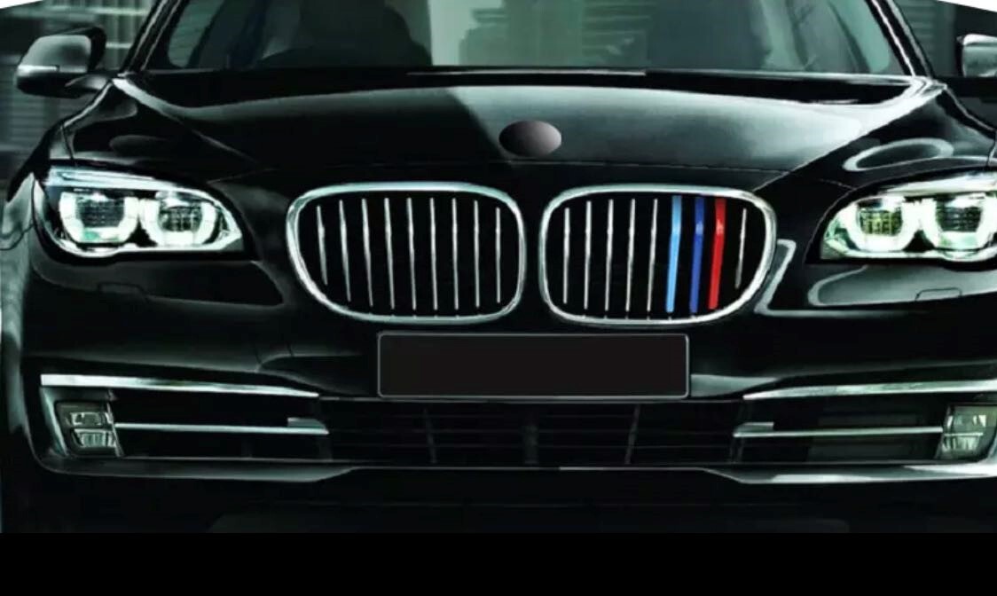 スポーティ全開♪ BMW Mカラー グリル フィン カバー ストライプ モール F01 F02 F04 740i 740Li 750i 750Li 760Li_画像1