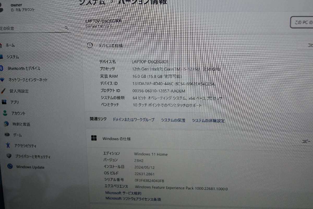 関西 Ω Microsoft Surface Laptop 5(i5/16GB/256GB) ブラック S0P-00001 激安価格!! この機会にぜひ!! J499217 Y_画像2